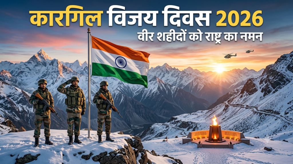 Kargil Vijay Diwas 2026: The nation is celebrating the 27th Kargil Vijay Diwas today; tribute paid to the brave martyrs.